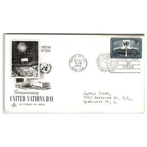 Scott #1100 1956 United Nations Day Stamp First Day Cover FDC Artcraft